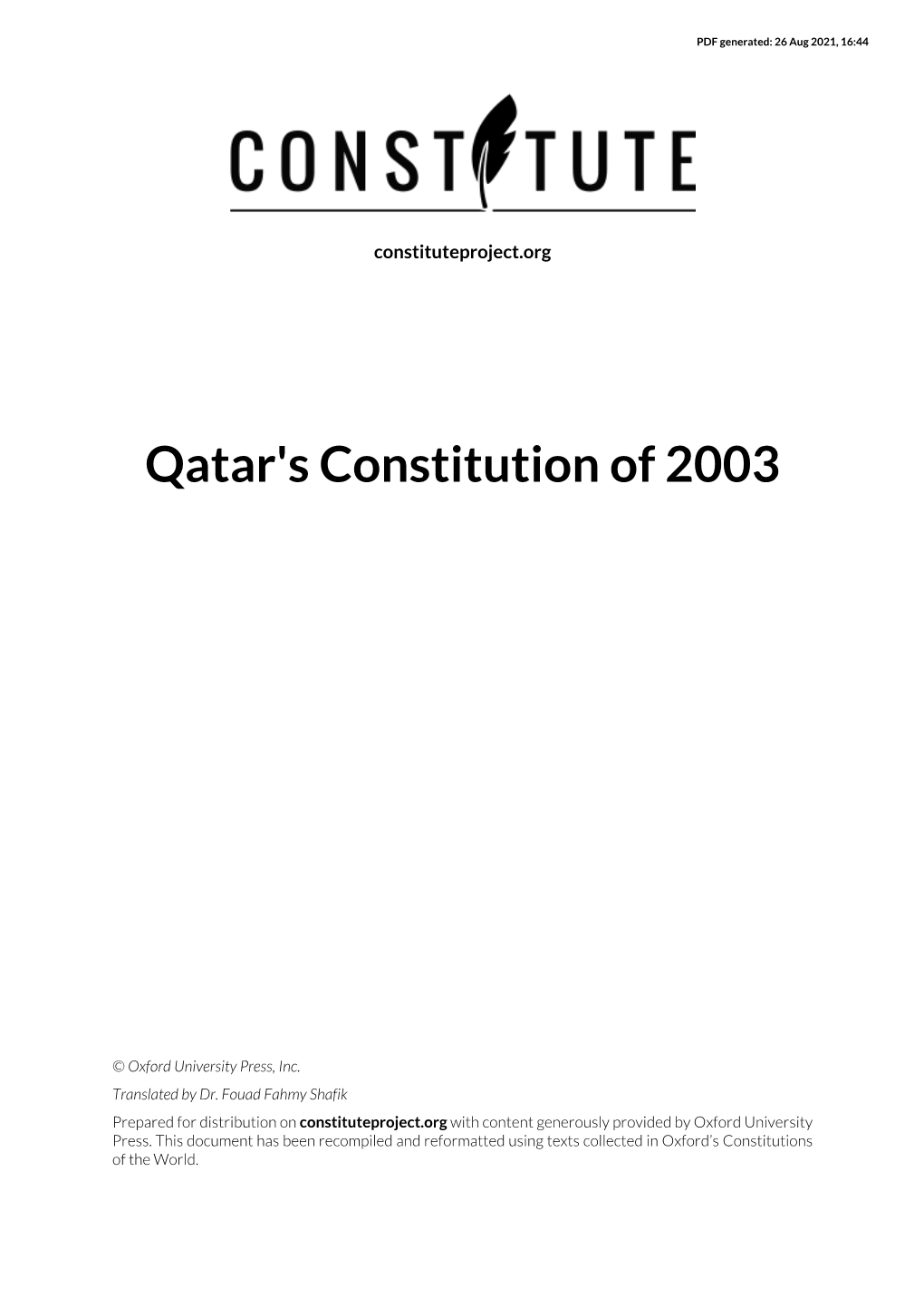 Qatar's Constitution of 2003