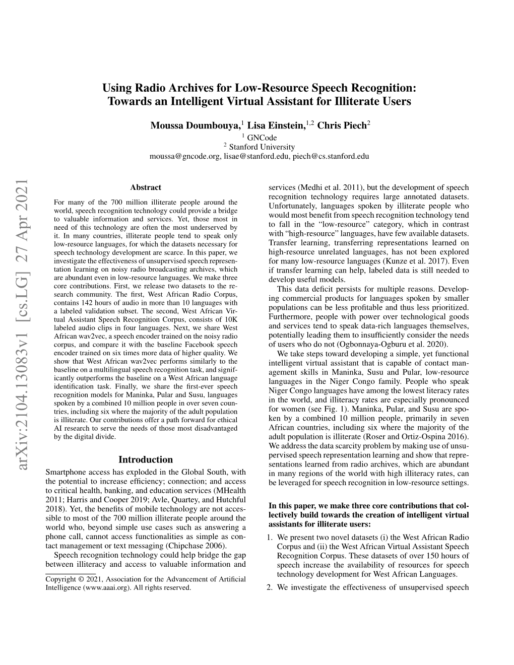 Using Radio Archives for Low-Resource Speech Recognition: Towards an Intelligent Virtual Assistant for Illiterate Users