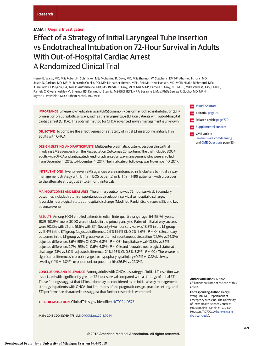 Effect of a Strategy of Initial Laryngeal Tube Insertion Vs Endotracheal