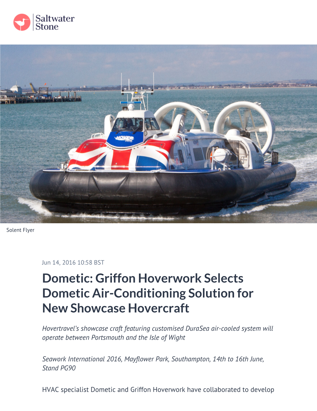 Griffon Hoverwork Selects Dometic Air-Conditioning Solution for New Showcase Hovercraft