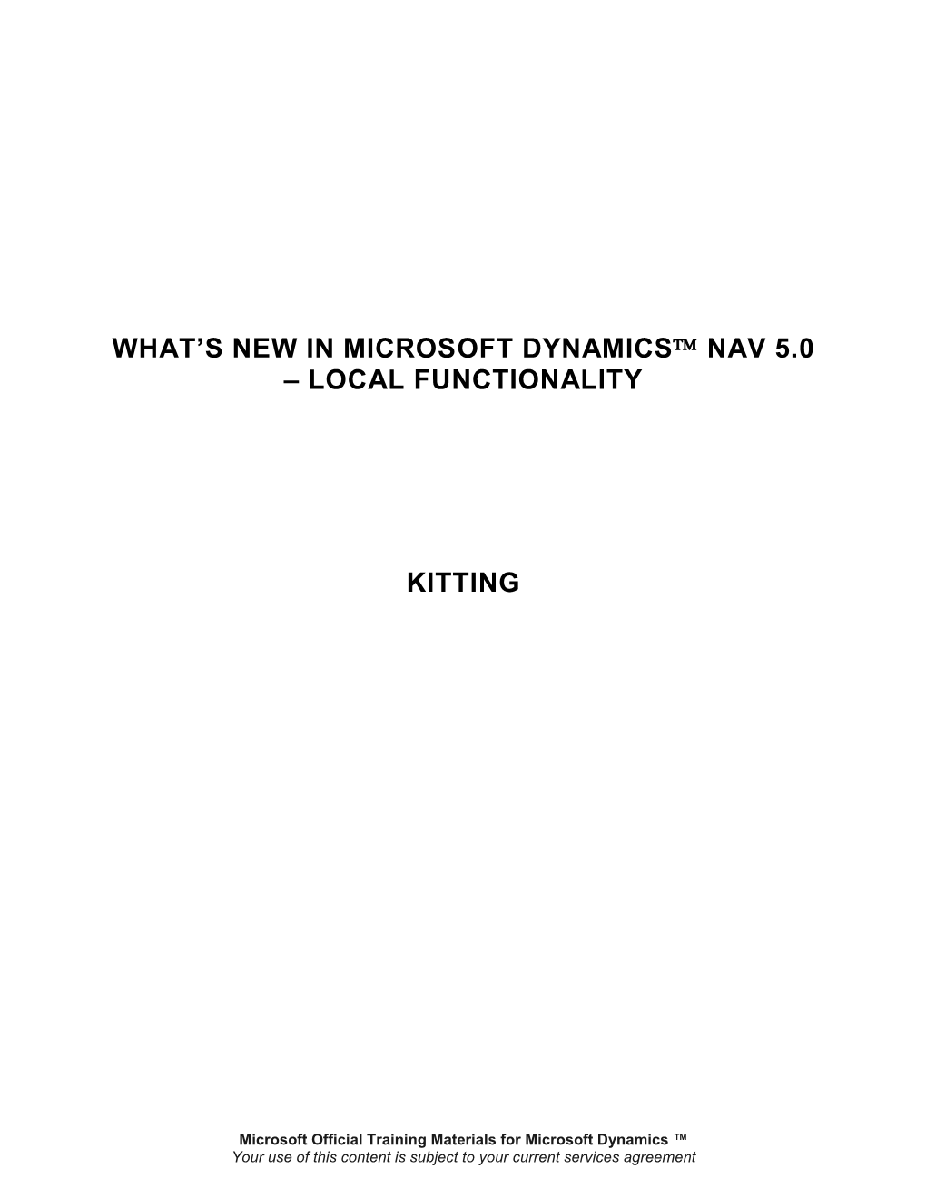 What's New in Microsoft Dynamics™ Nav