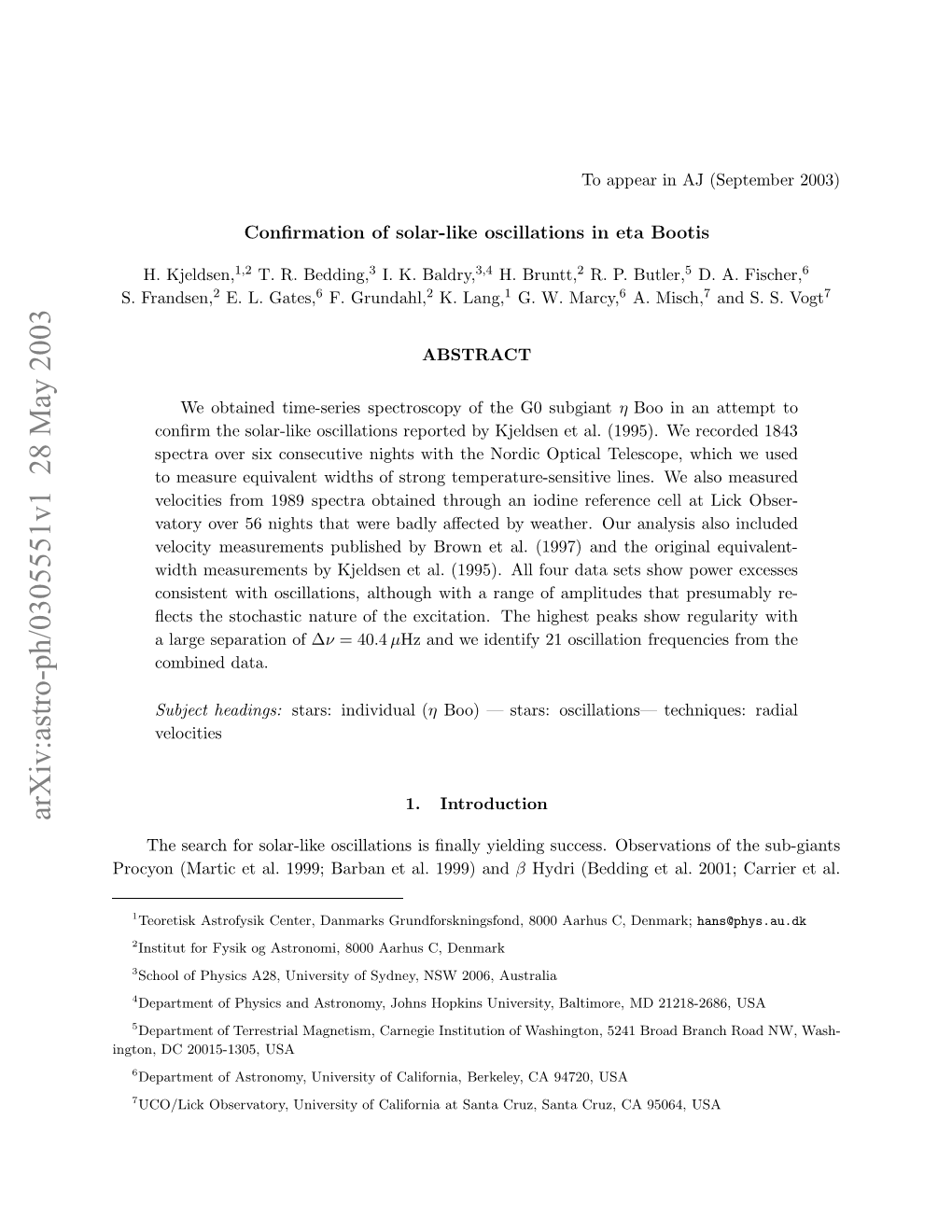 Confirmation of Solar-Like Oscillations in Eta Bootis