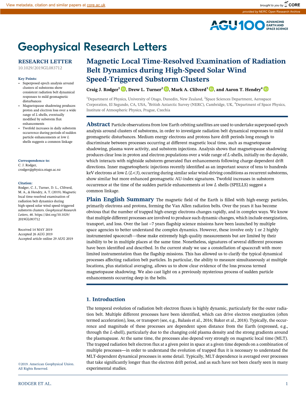 Magnetic Local Time-Resolved Examination of Radiation Belt