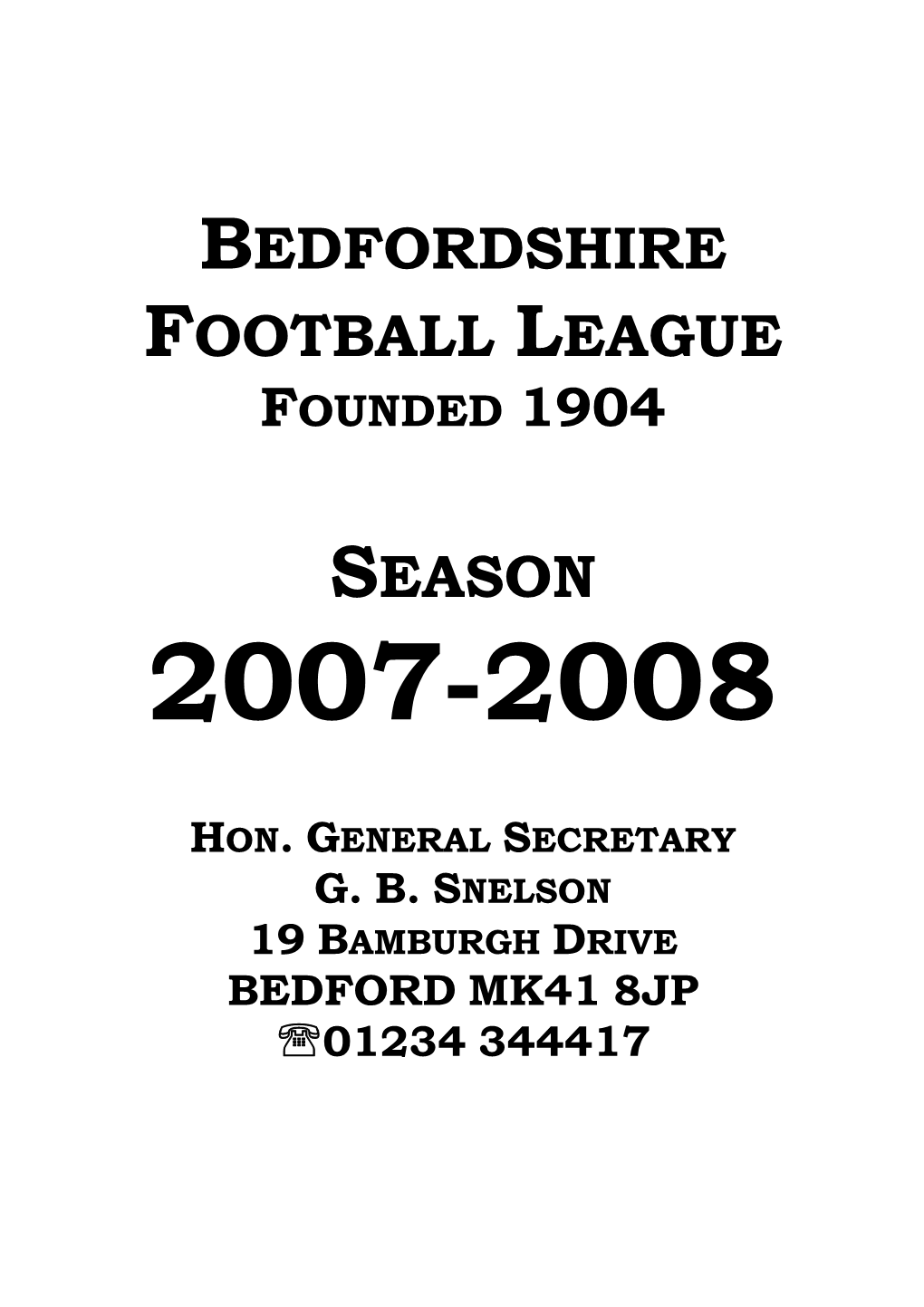 Bedfordshire Football League Season