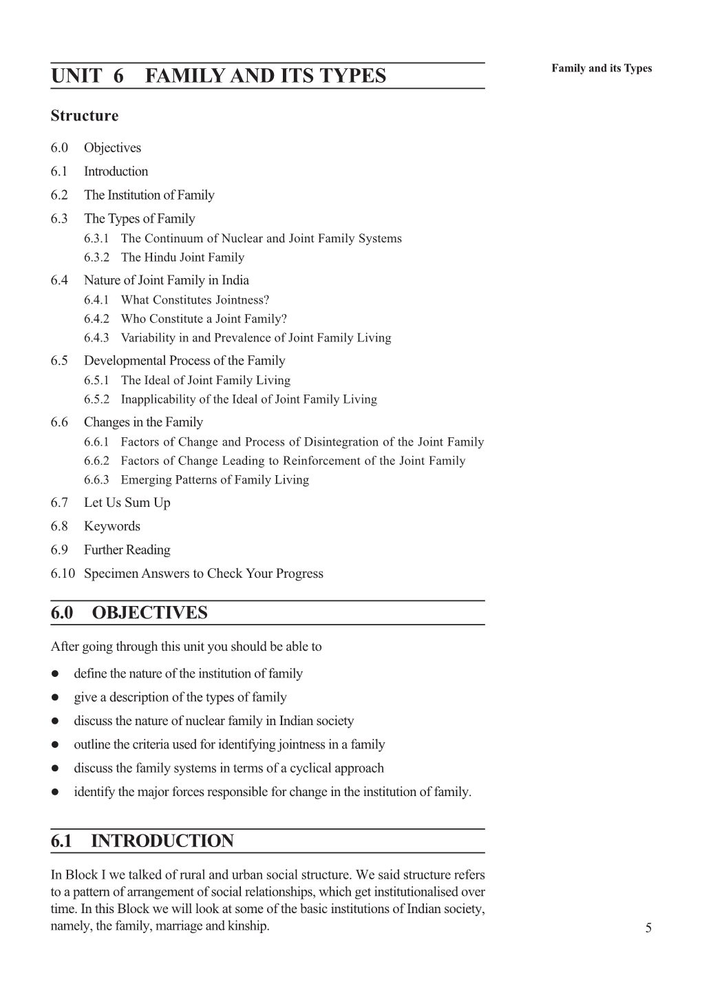 UNIT 6 FAMILY and ITS TYPES Family and Its Types