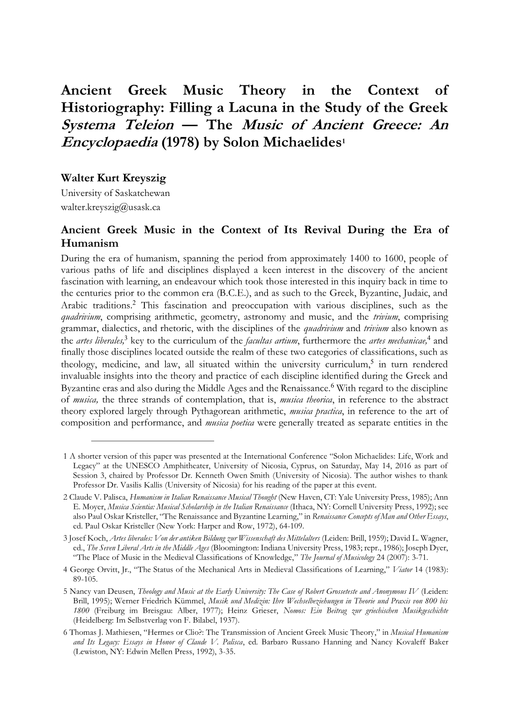 Ancient Greek Music Theory in the Context Of