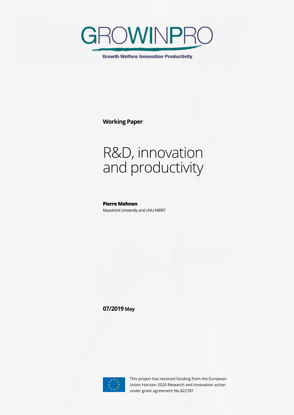 R&D, Innovation and Productivity