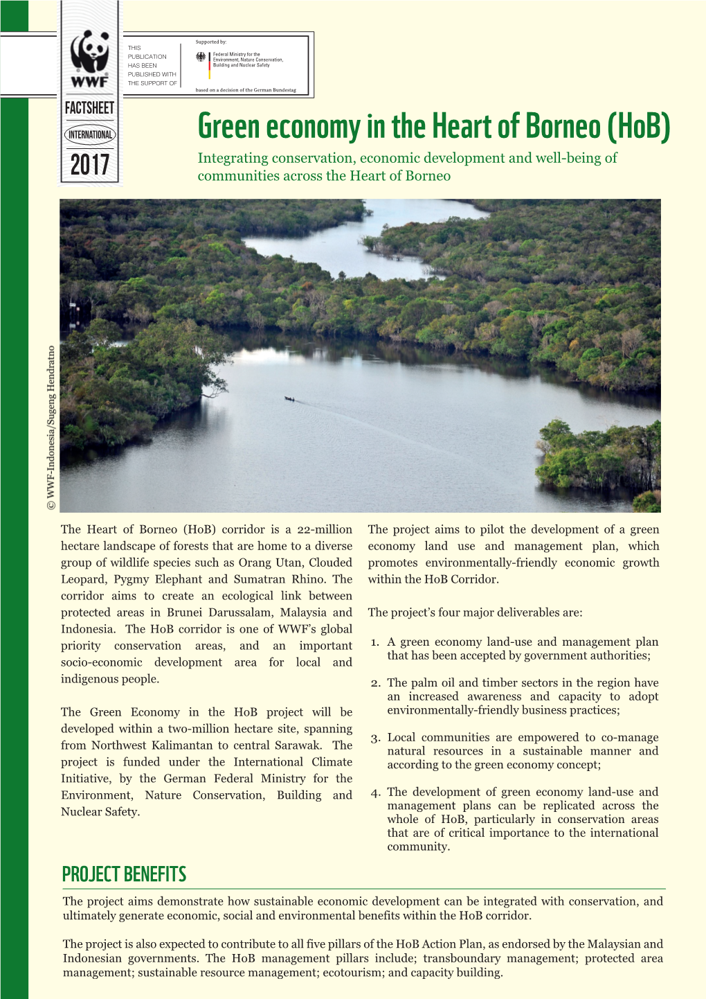 Green Economy in the Heart of Borneo (Hob) Integrating Conservation, Economic Development and Well-Being of 2017 Communities Across the Heart of Borneo