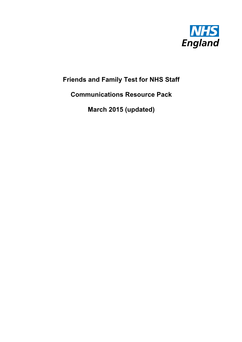 Friends and Family Test for NHS Staff