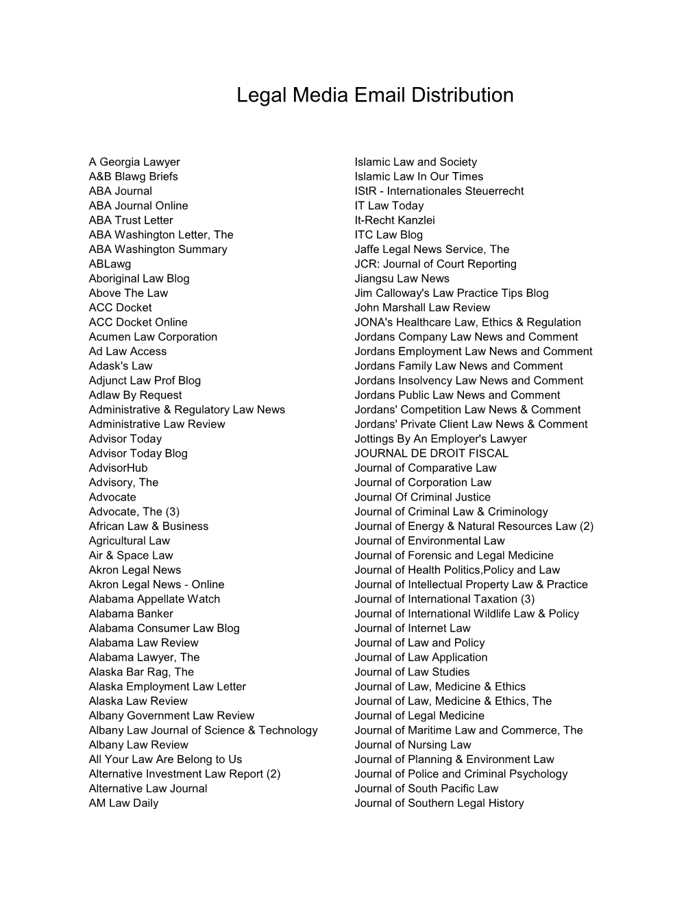 Legal Media Email Distribution