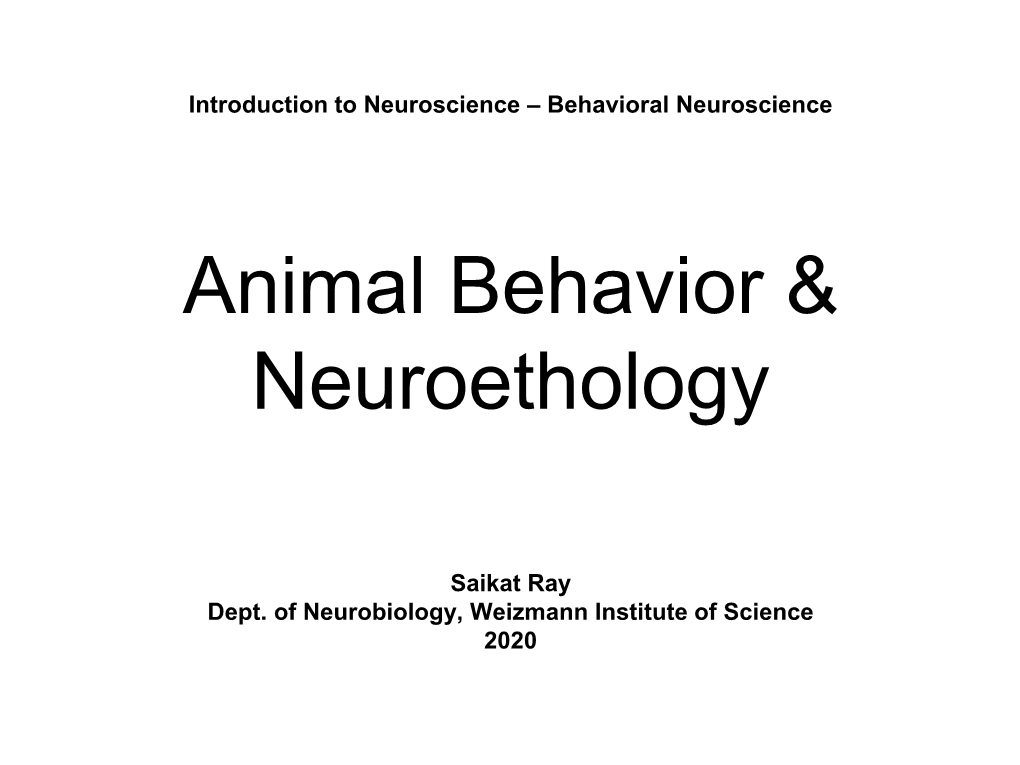 Animal Behavior & Neuroethology