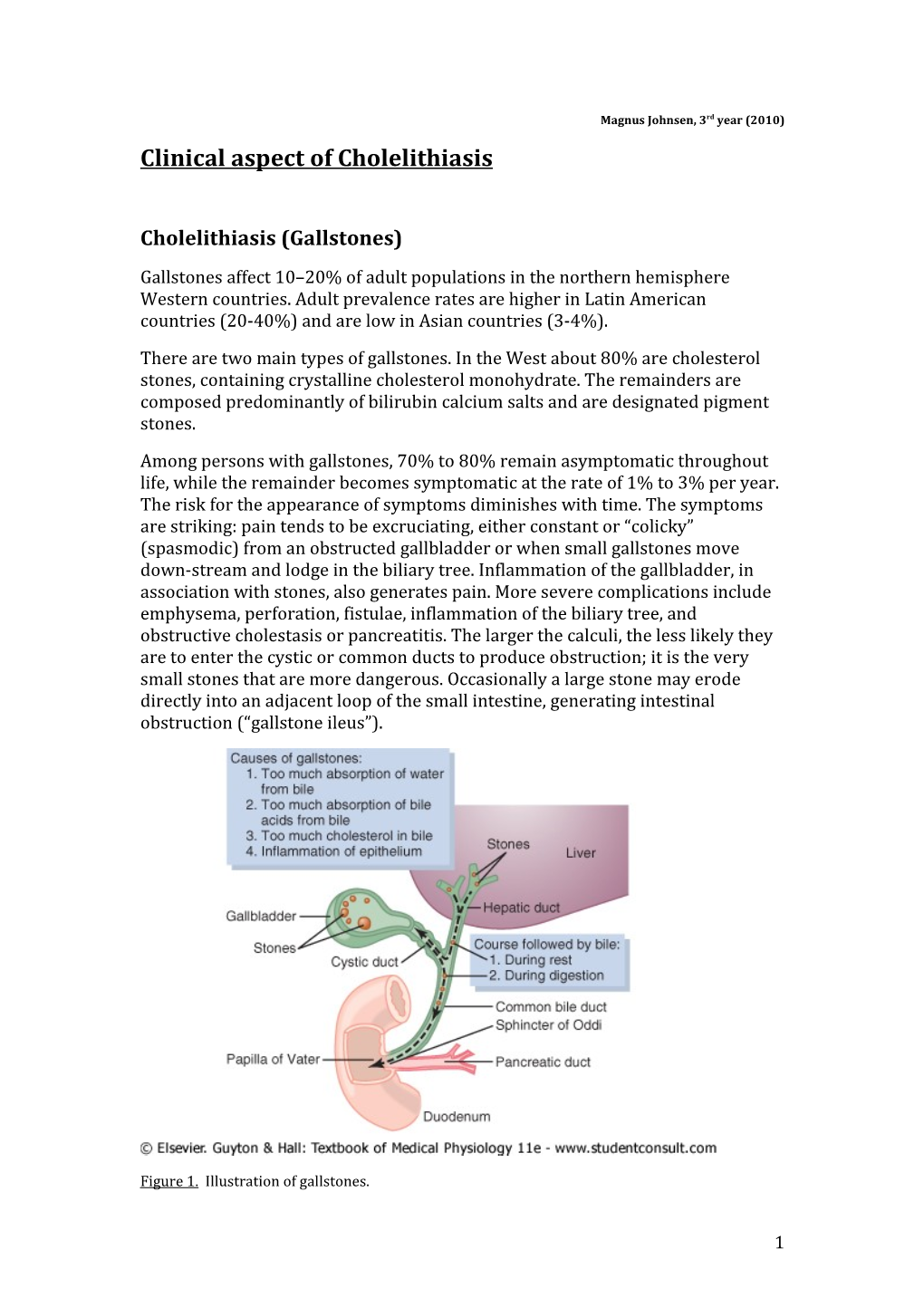 Magnus Johnsen, 3Rd Year (2010) Clinical Aspect of Cholelithiasis