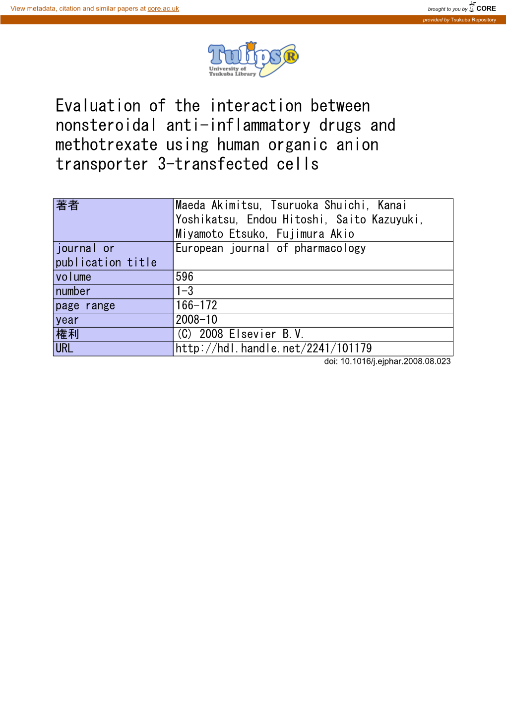 Evaluation of the Interaction Between Nonsteroidal Anti-Inflammatory Drugs and Methotrexate Using Human Organic Anion Transporter 3-Transfected Cells