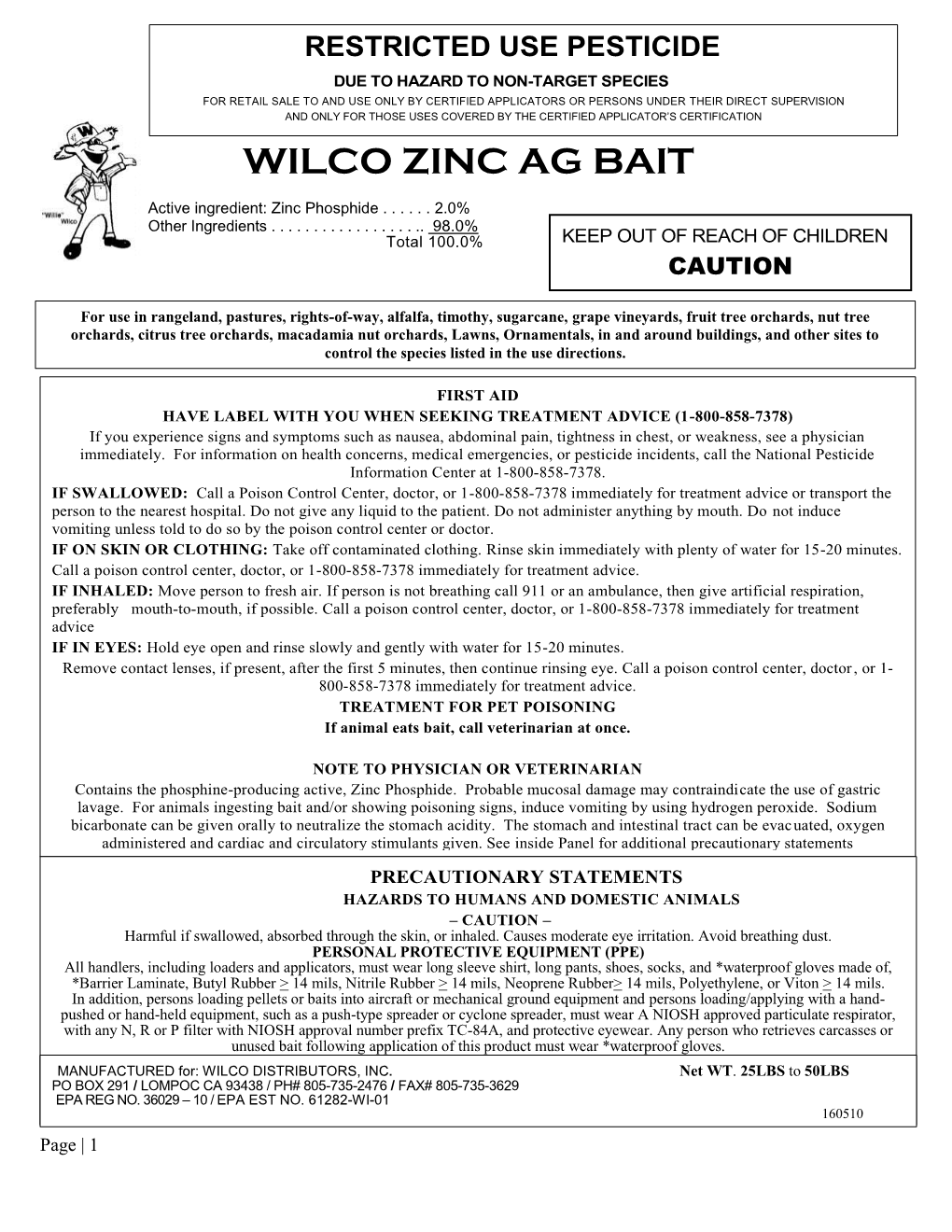 Wilco Zinc Ag Bait