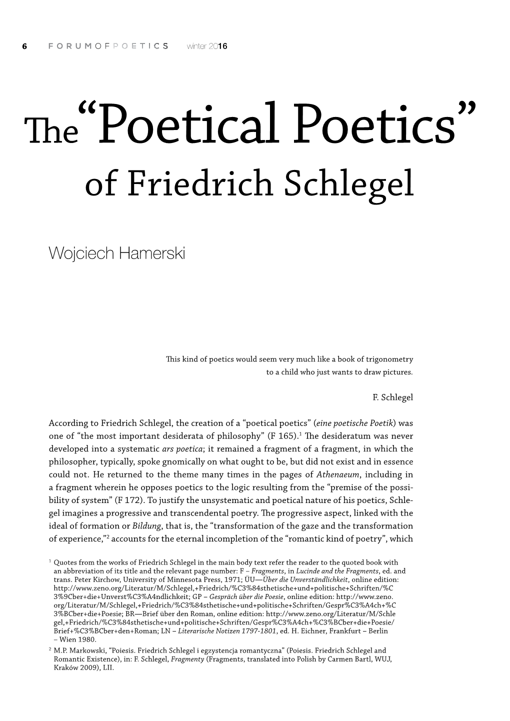 Of Friedrich Schlegel