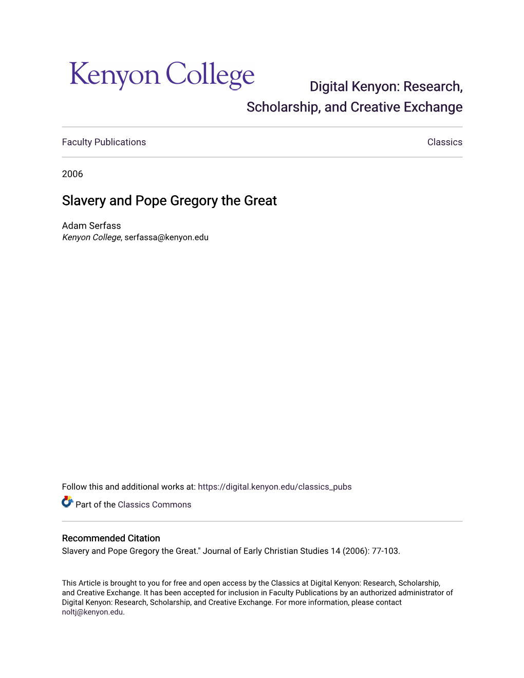 Slavery and Pope Gregory the Great