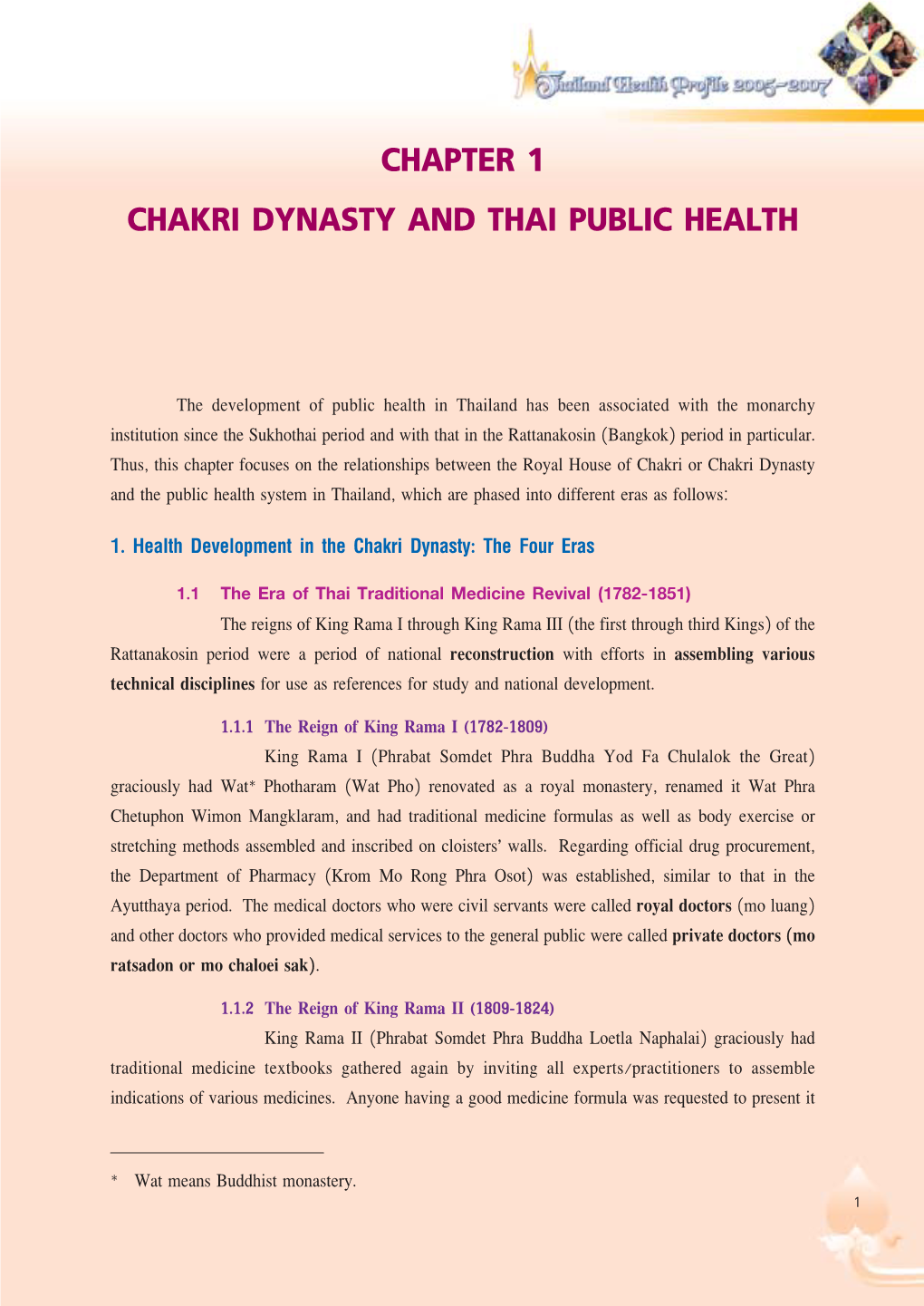 Chapter 1 Chakri Dynasty and Thai Public Health