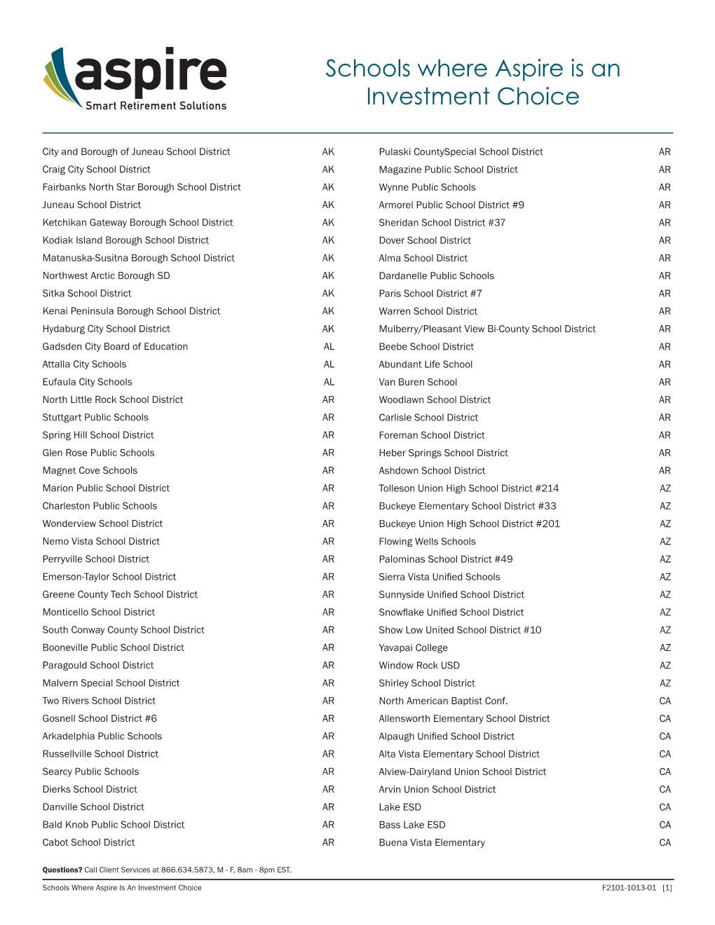 Schools Where Aspire Is an Investment Choice