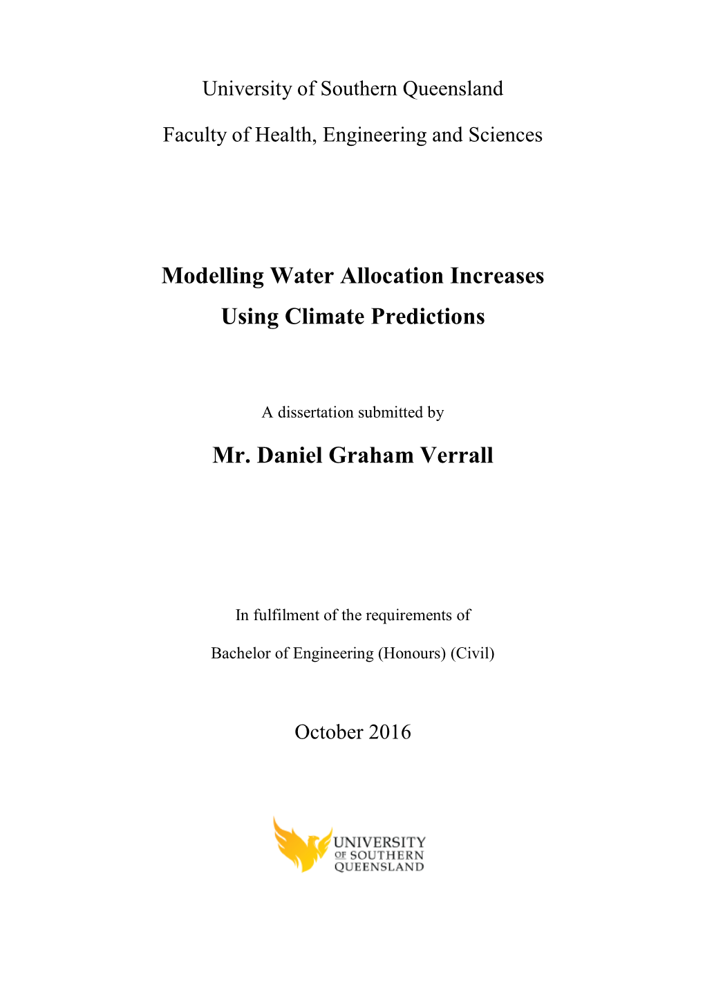 Modelling Water Allocation Increases Using Climate Predictions