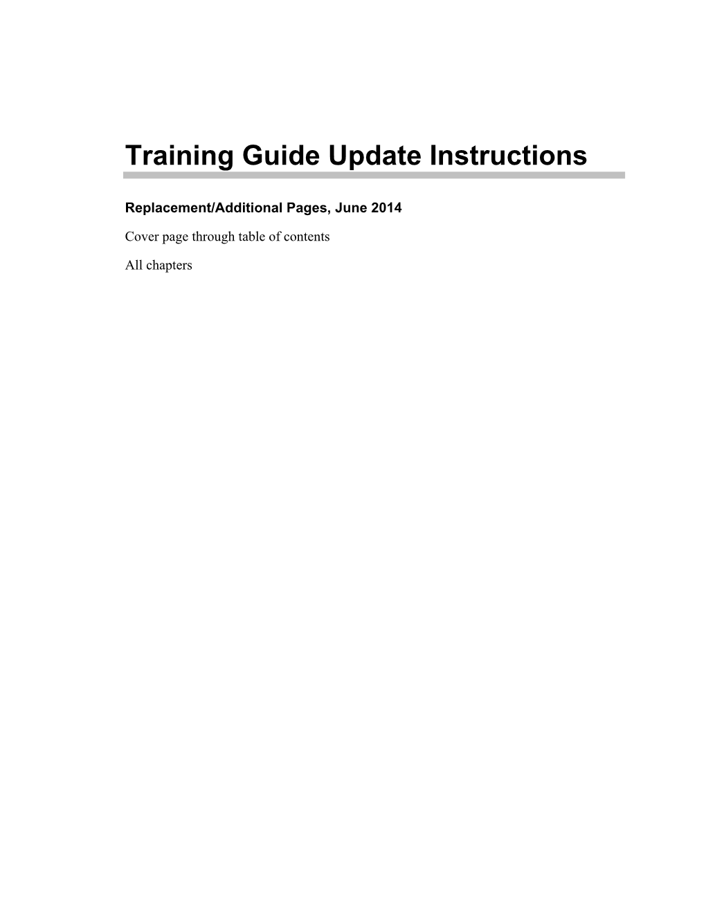 Training Guide Update Instructions