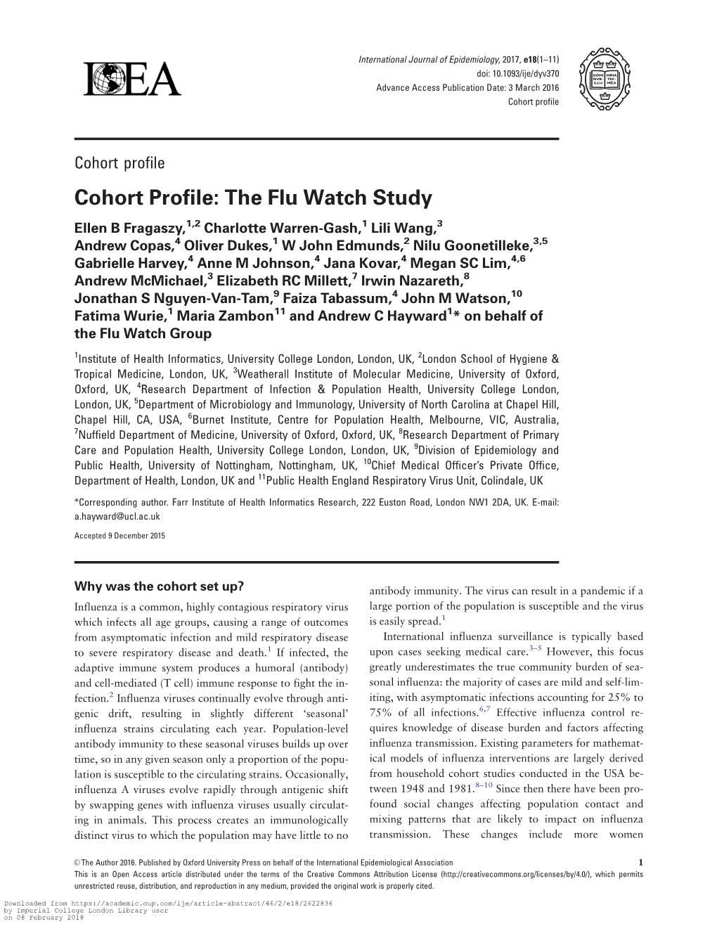 Cohort Profile: the Flu Watch Study