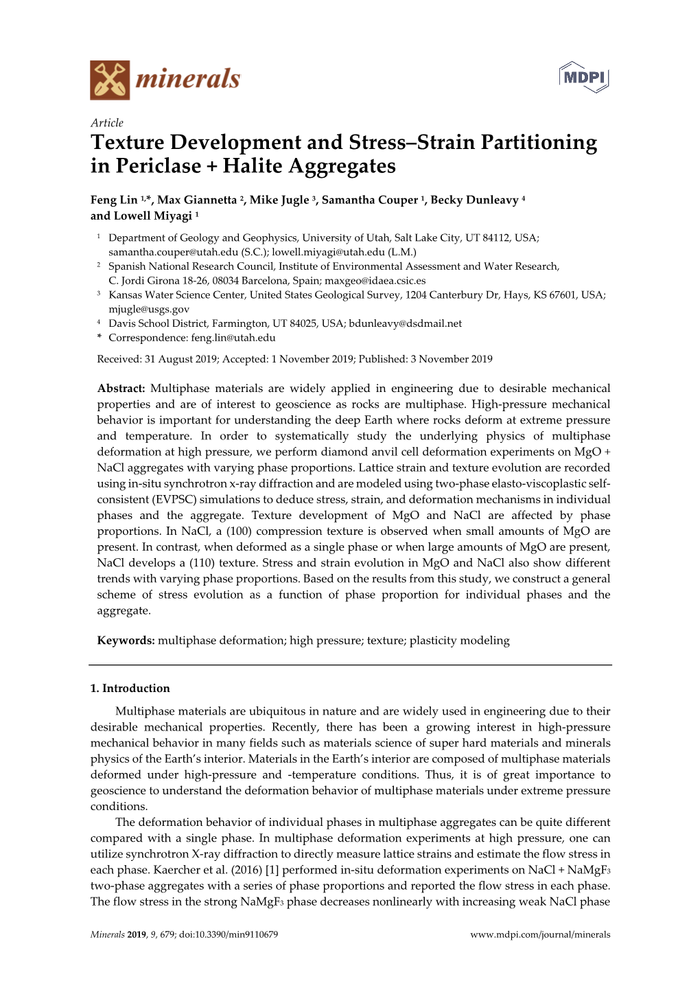 Texture Development and Stress–Strain Partitioning in Periclase + Halite Aggregates