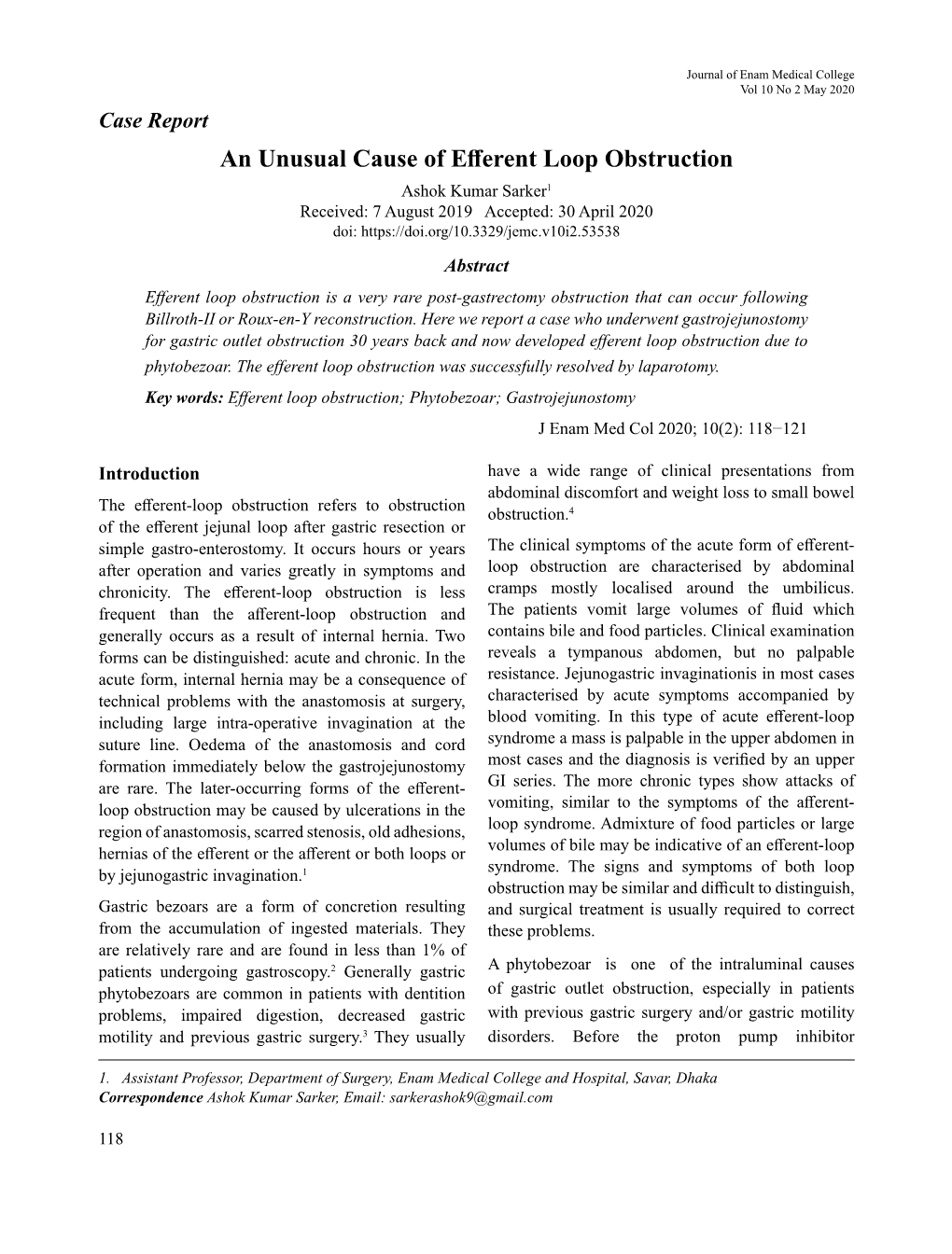 An Unusual Cause of Efferent Loop Obstruction