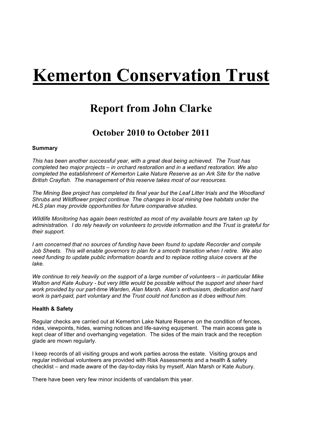 Conservation Advisor's Report 2010-11.Pdf