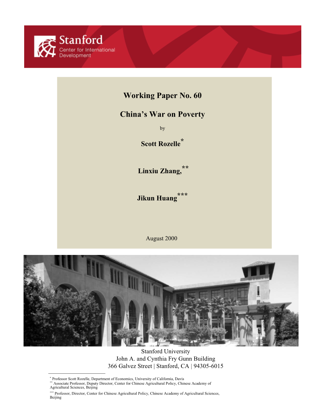 Working Paper No. 60 China's War on Poverty