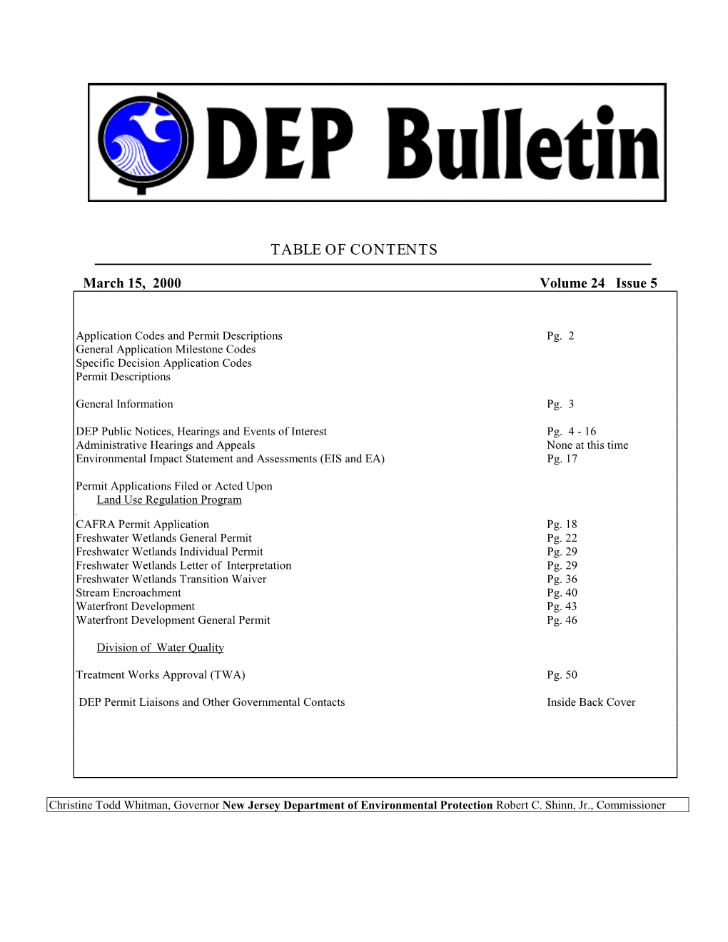 DEP Bulletin, 3/15/00