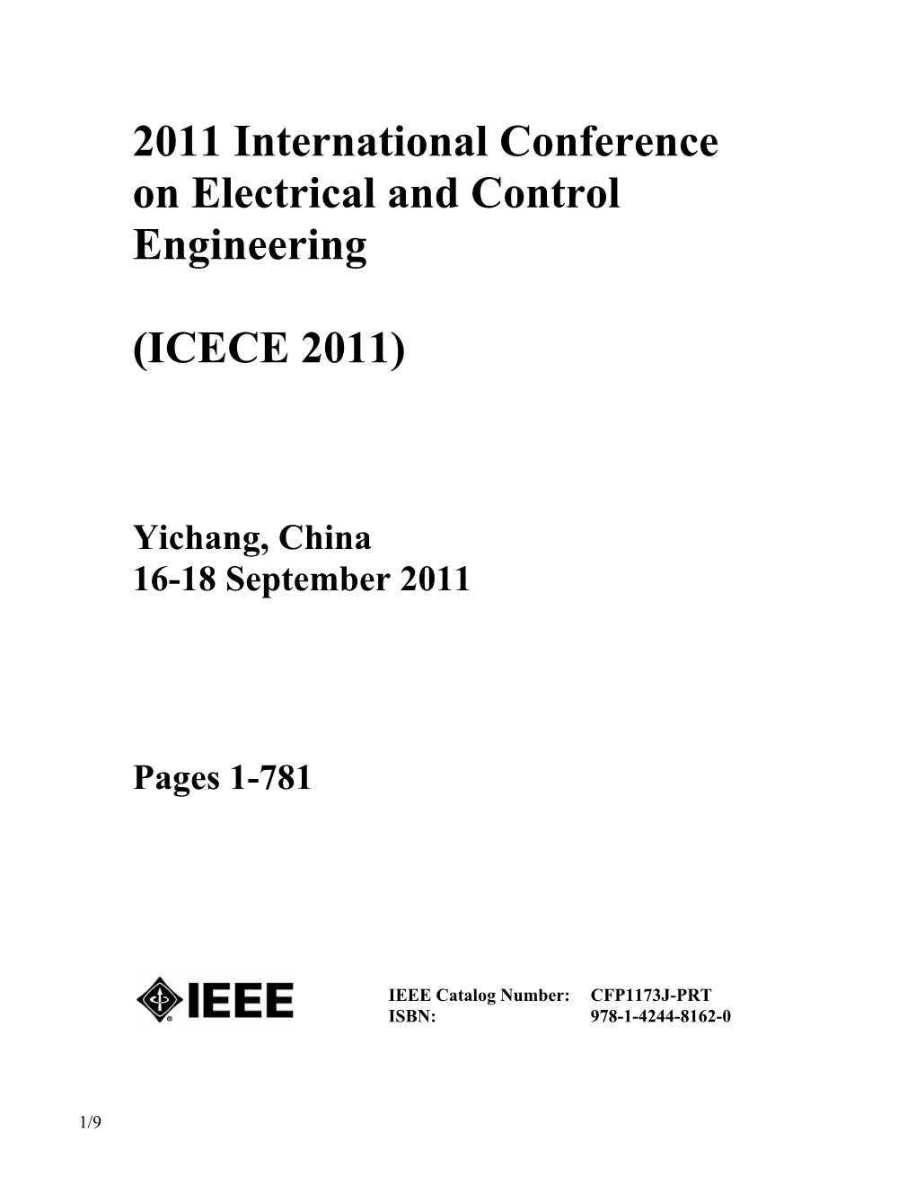2011 International Conference on Electrical and Control Engineering