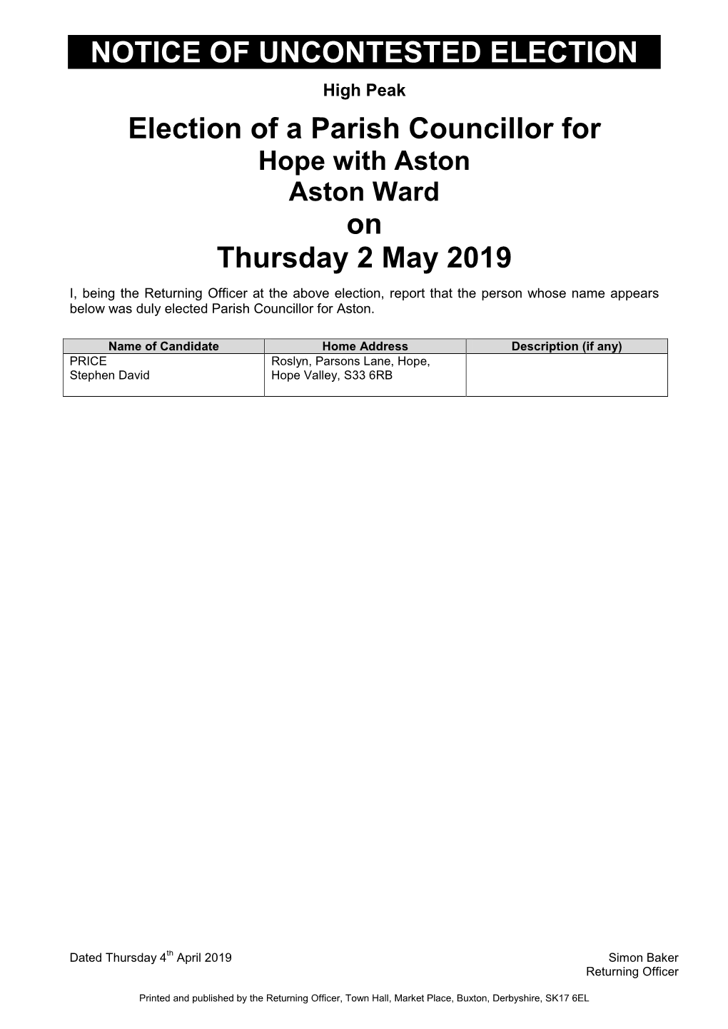 Election of Town and Parish Councillors