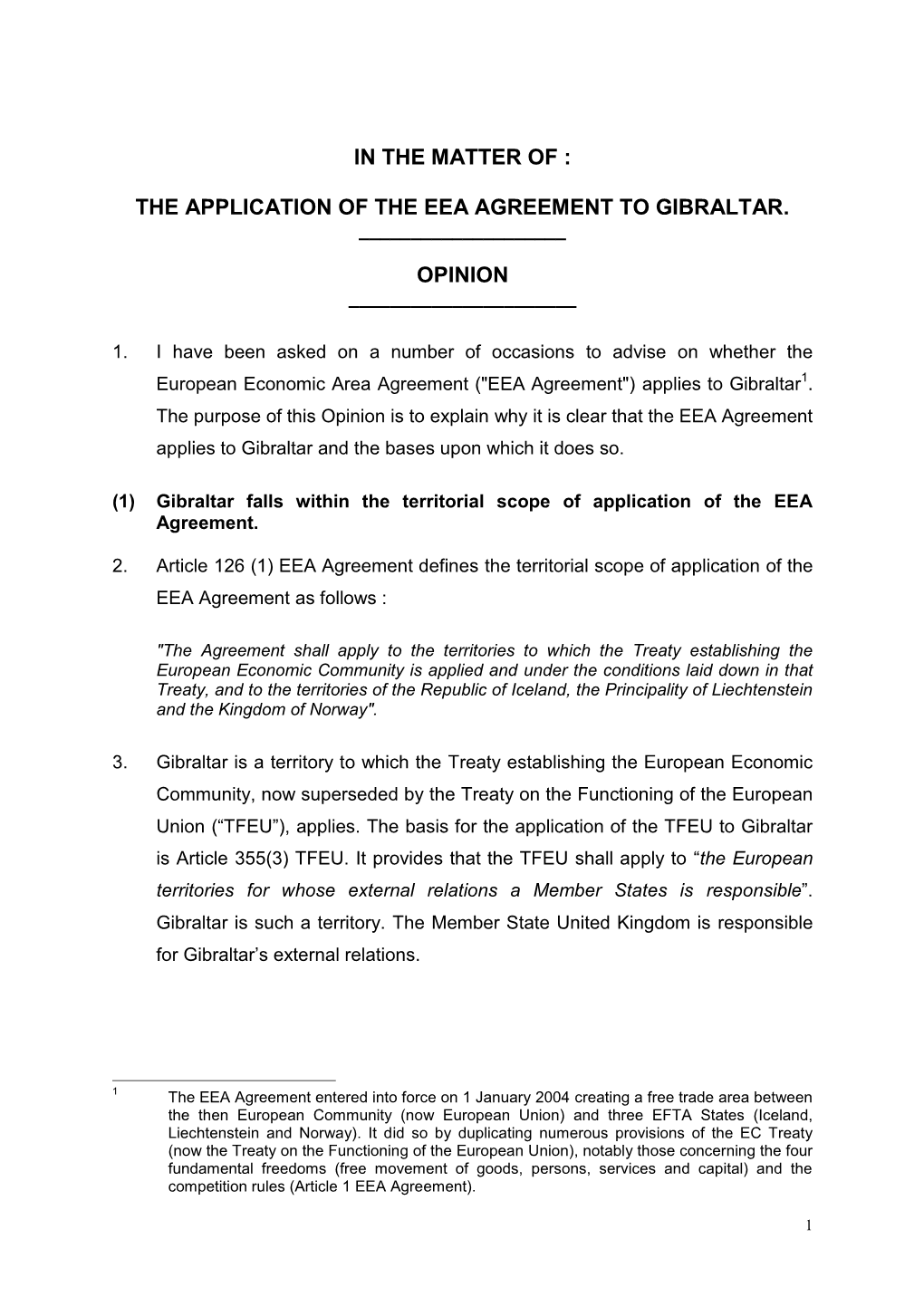 Application of the Eea Agreement to Gibraltar