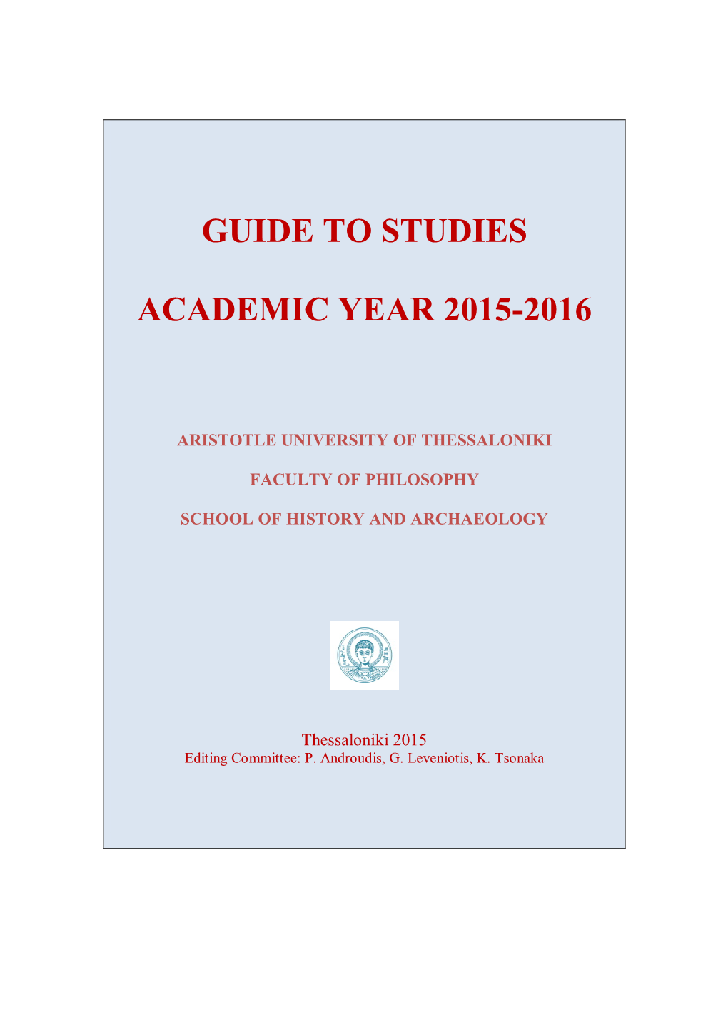 Guide to Studies Academic Year 2015-2016