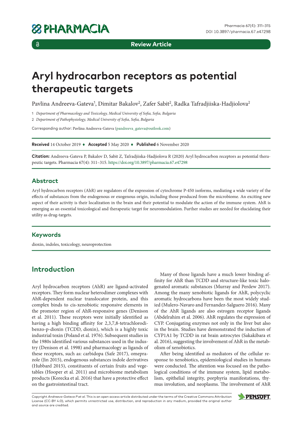 ﻿Aryl Hydrocarbon Receptors As Potential Therapeutic Targets