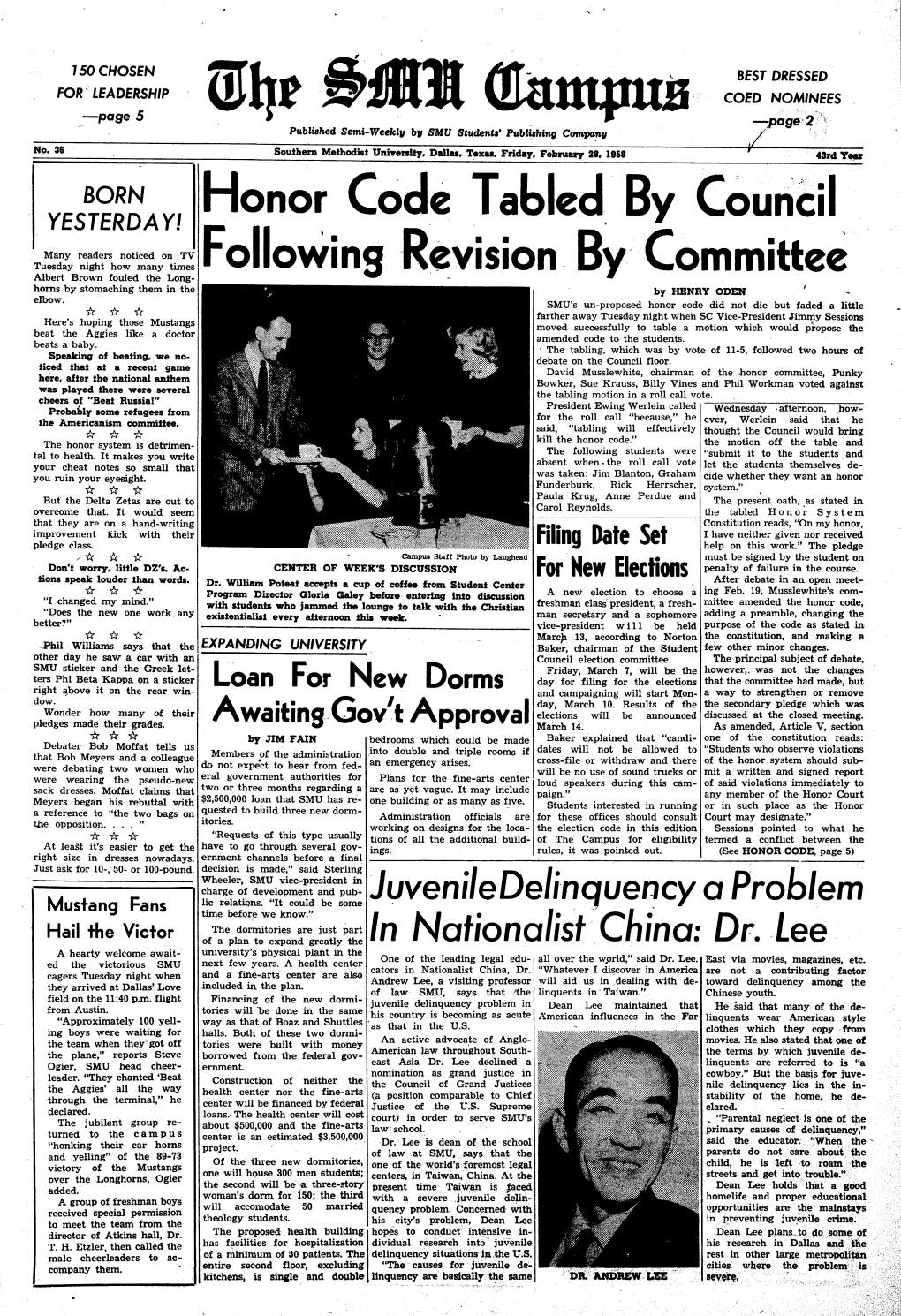 The SMU Campus, Volume 43, Number 36, February 28, 1958