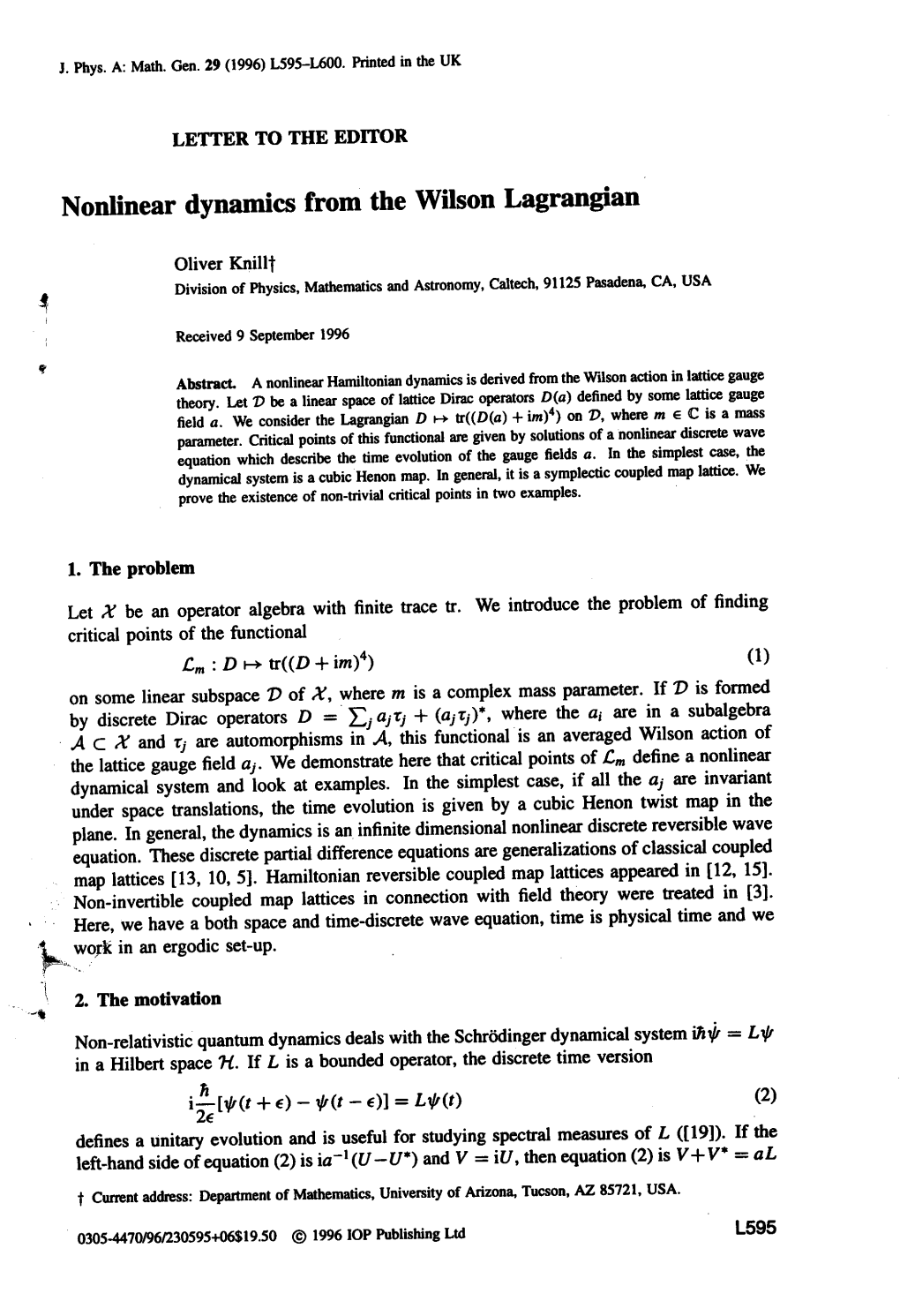 Nonlinear Dynamics from the Wilson Lagrangian