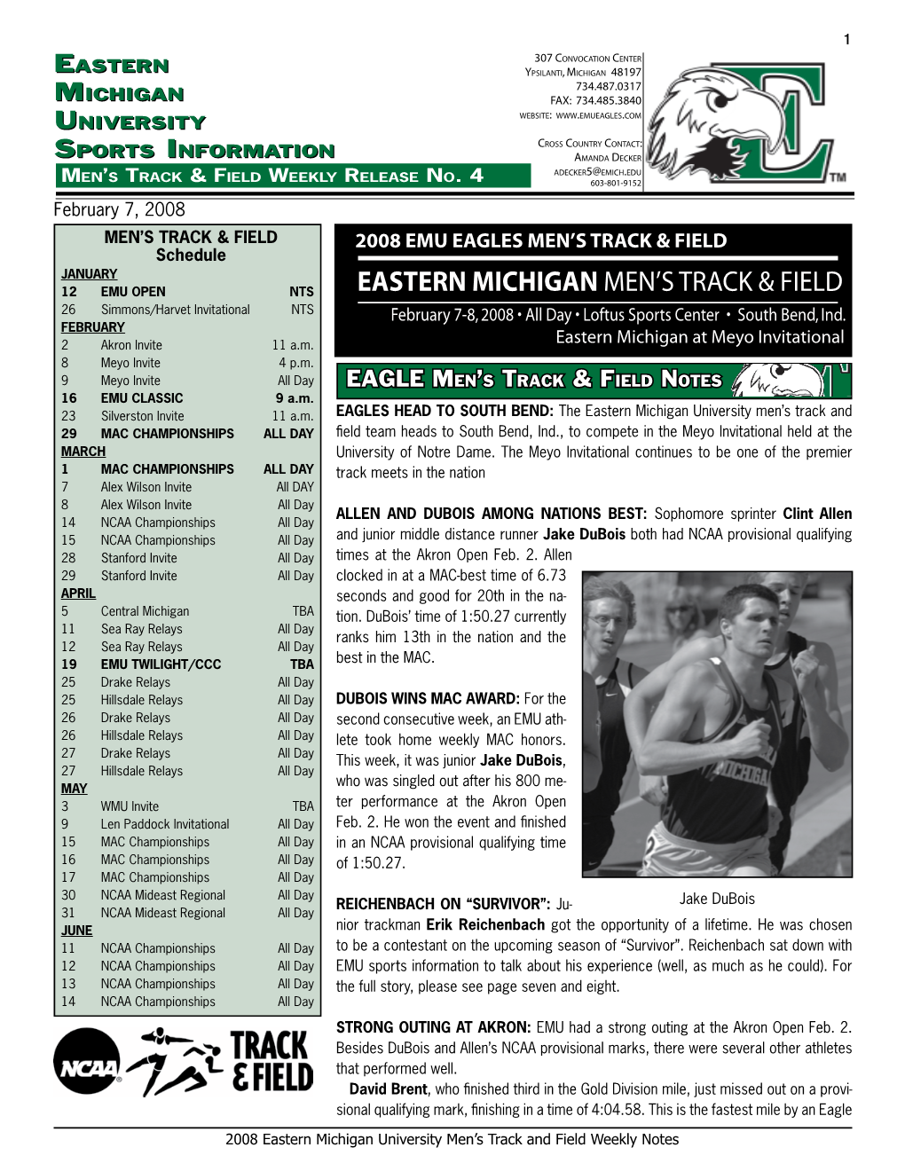 EASTERN Michigan MENLS TRACK & FIELD