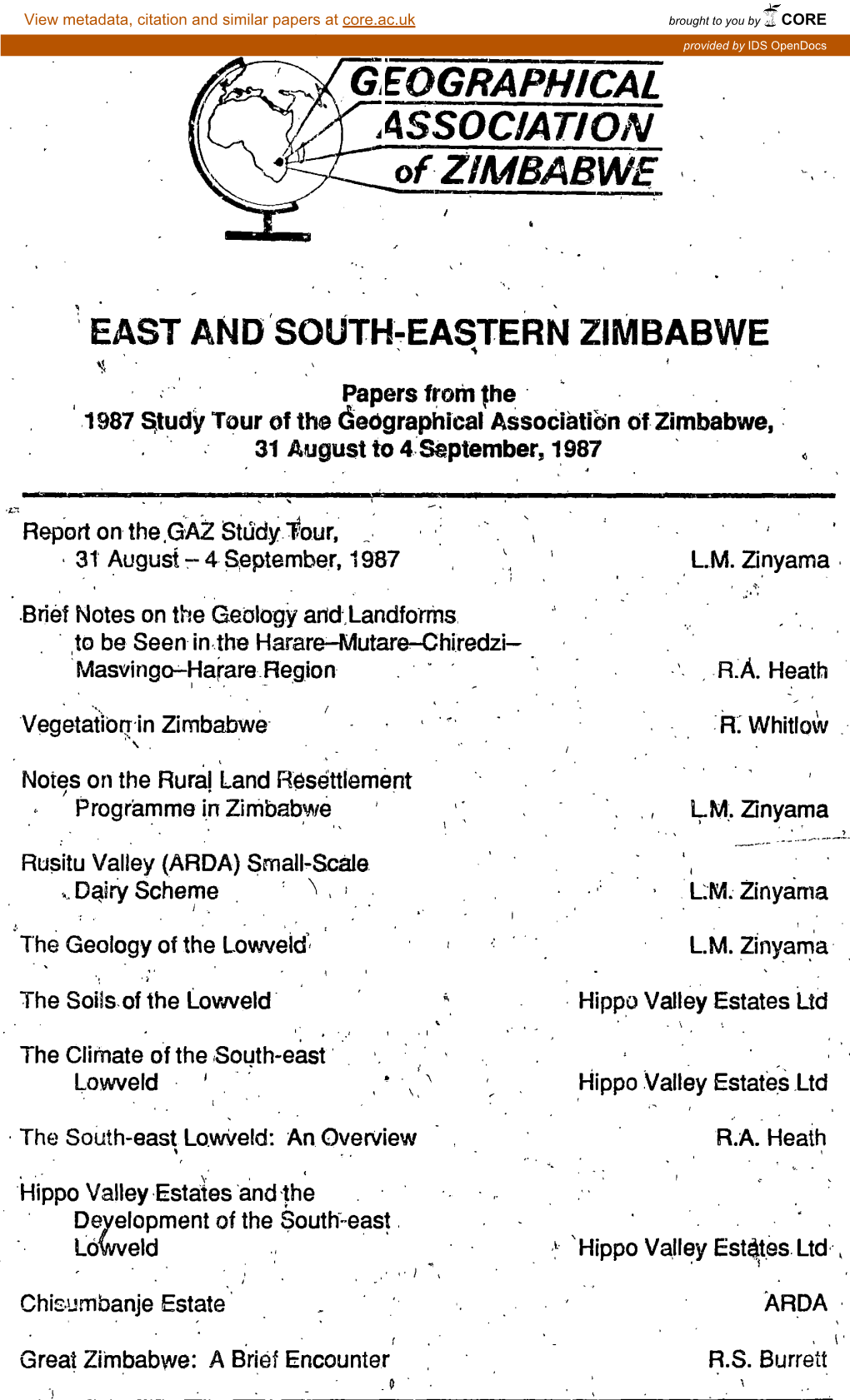 GEOGRAPHICAL ASSOCIATION of ZIMBABWE