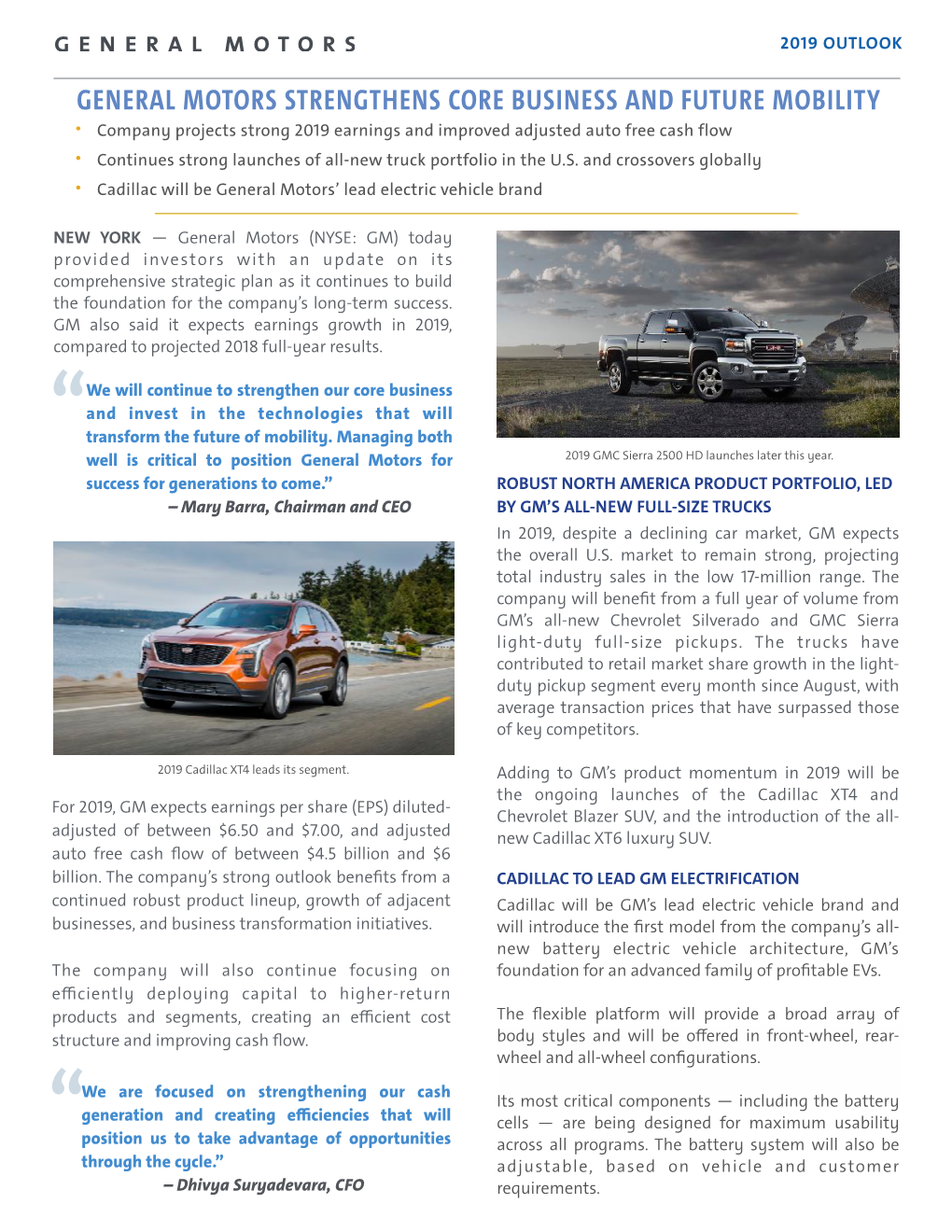 General Motors Strengthens Core Business and Future Mobility