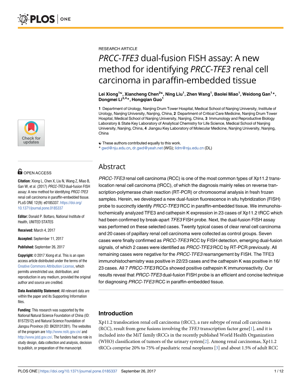 PRCC-TFE3 Dual-Fusion FISH Assay: a New Method for Identifying PRCC-TFE3 Renal Cell Carcinoma in Paraffin-Embedded Tissue