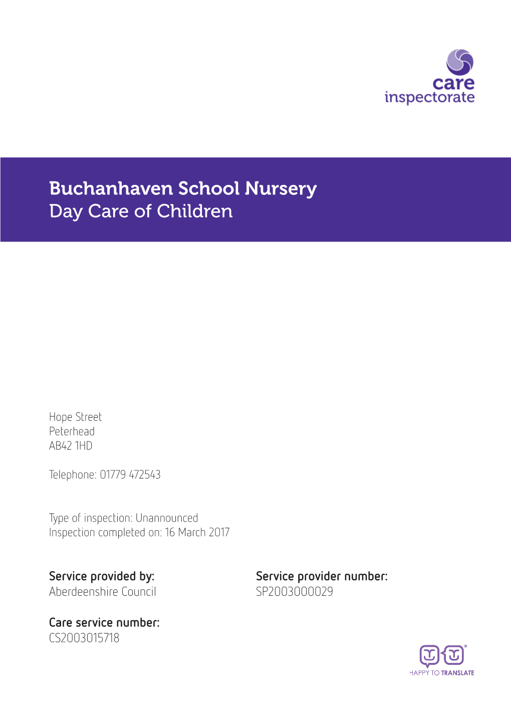 Buchanhaven School Nursery Day Care of Children