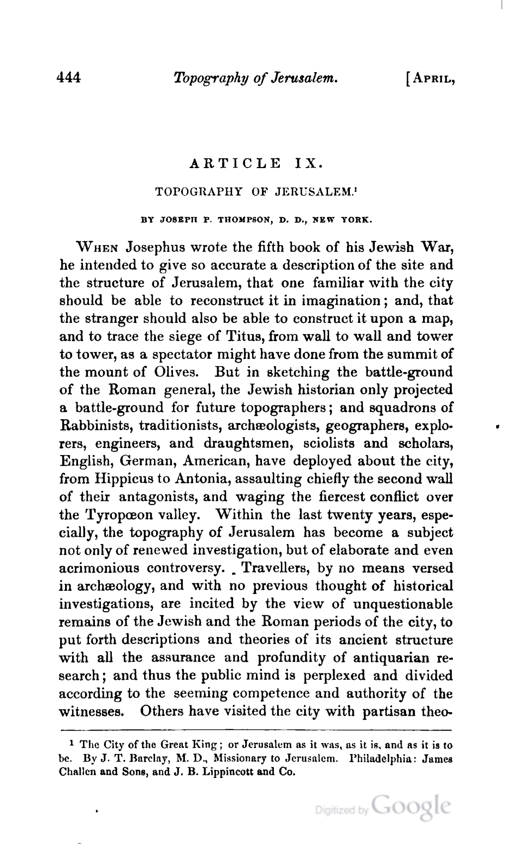 Topography of Jerusalem.'