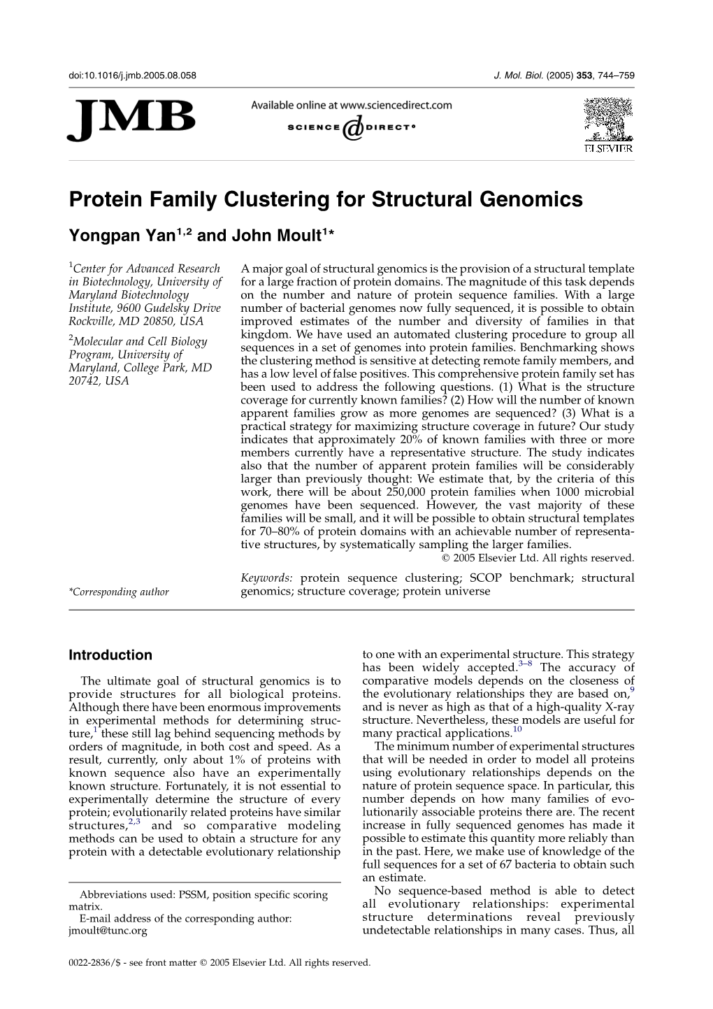 Protein Family Clustering for Structural Genomics