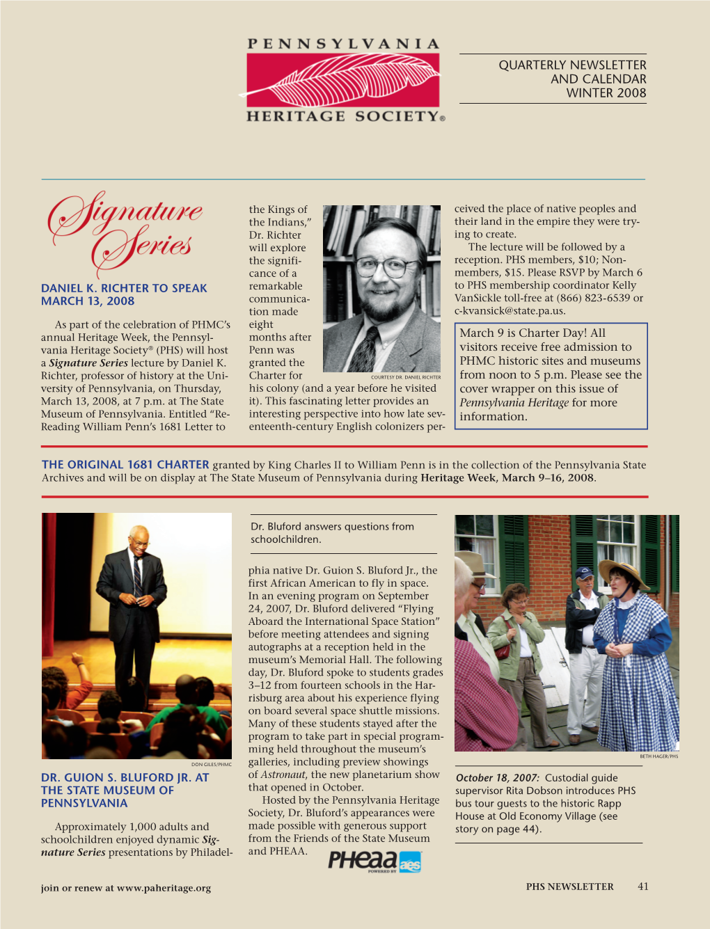 Pennsylvania Heritage Society Newsletter Winter 2008