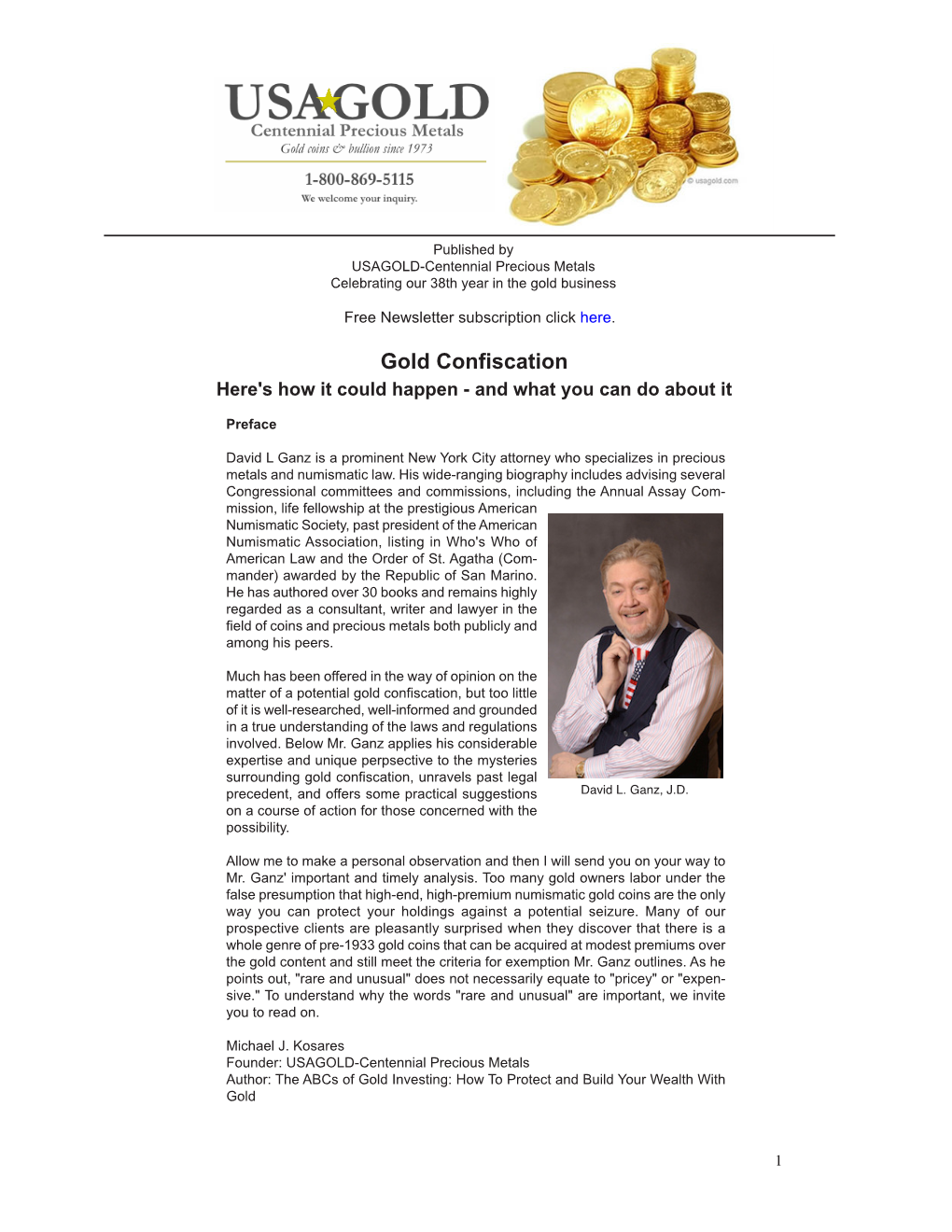 Gold Confiscation Here's How It Could Happen - and What You Can Do About It