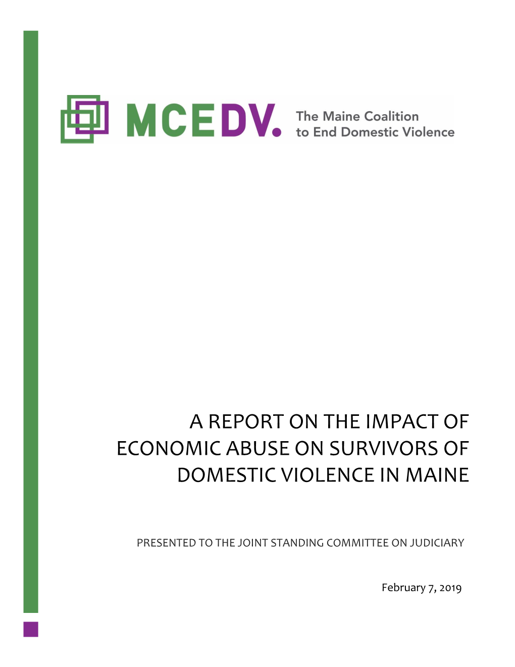 A Report on the Impact of Economic Abuse on Survivors of Domestic Violence in Maine