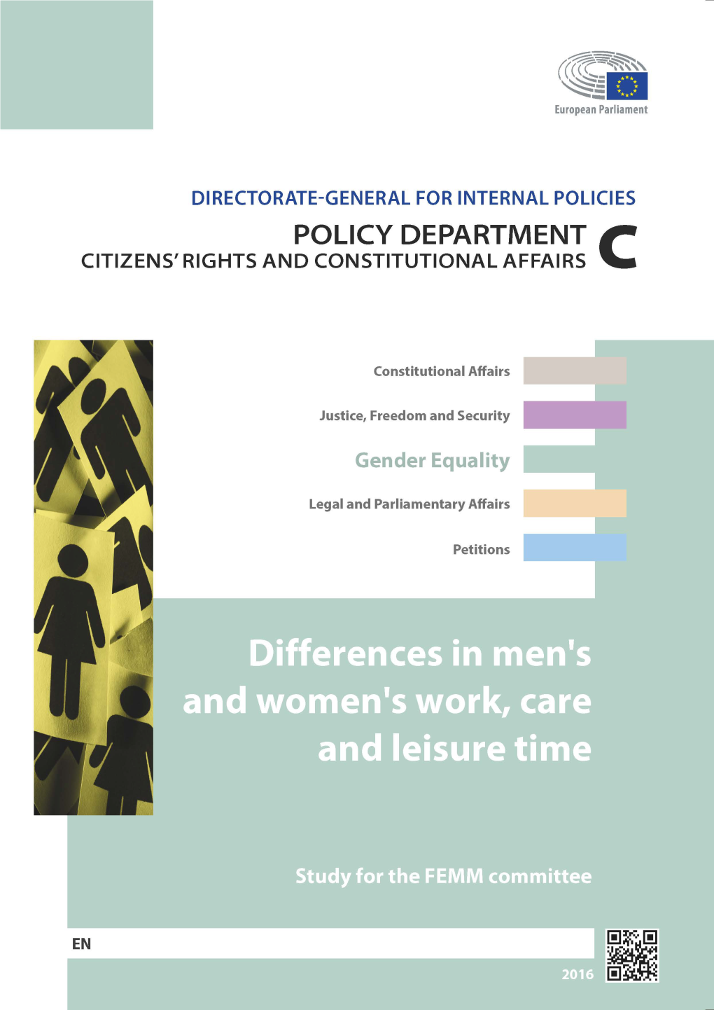 Differences in Men's and Women's Work, Care and Leisure Time