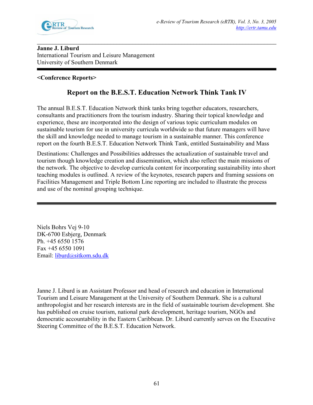 Report on the B.E.S.T. Education Network Think Tank IV