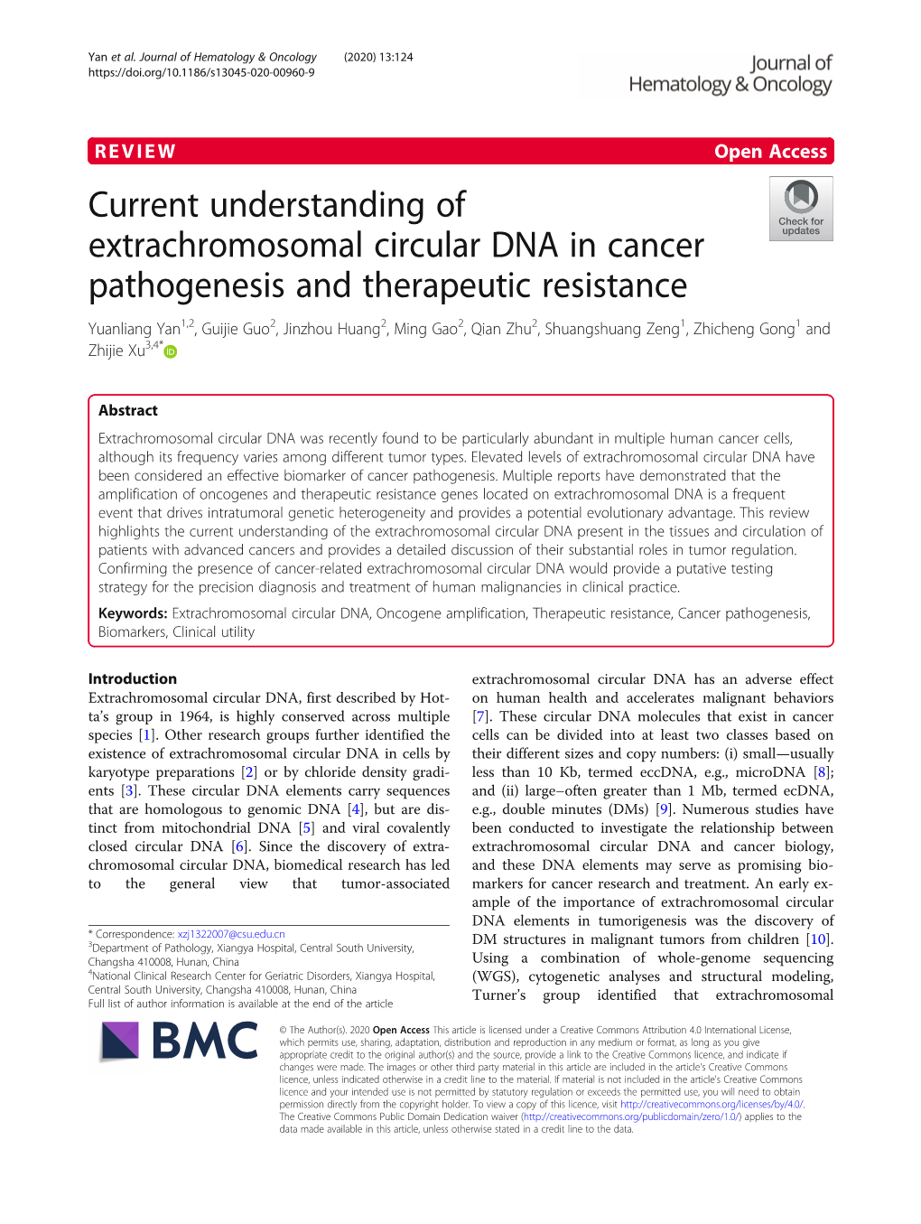 Current Understanding of Extrachromosomal Circular DNA In